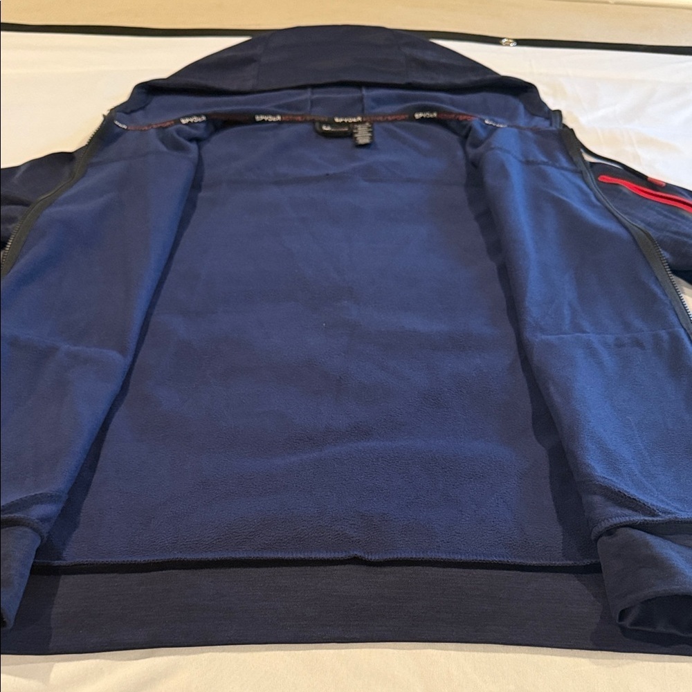 Spyder Active Men's Hooded Full Zip Jacket Brushed Fleece Lined Blue Red SizeXXL - Picture 12 of 16